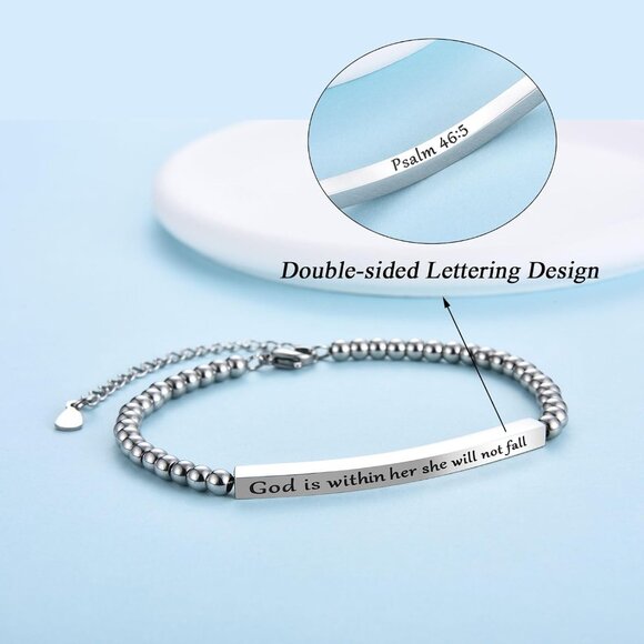 Christian Gift Bracelet Stainless Steel Women Girl Faith Bible Verse - Picture 2 of 7